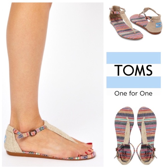 Toms Shoes - GORGEOUS TOMS Playa mixed woven burlap flat sandal